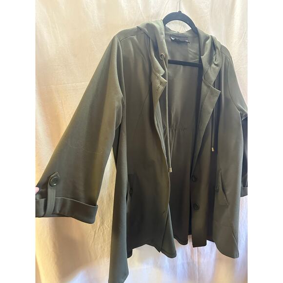 Christian Siriano New York Olive Green Hooded Jacket – Size 1X - Picture 2 of 7